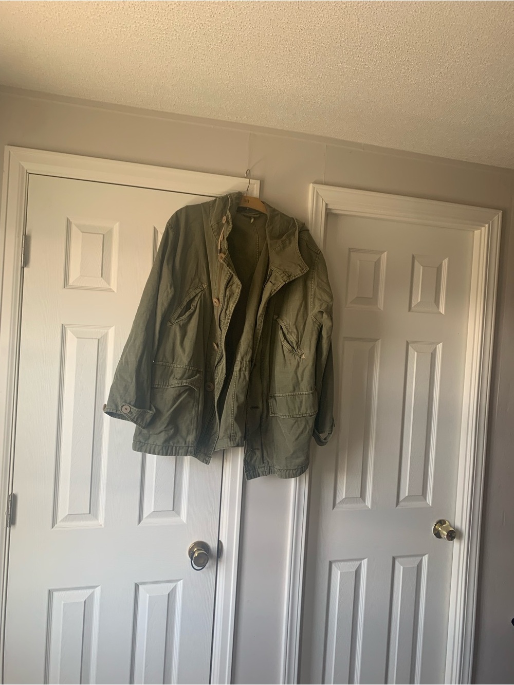 Free People women’s Military Field Jacket in Olive Green.